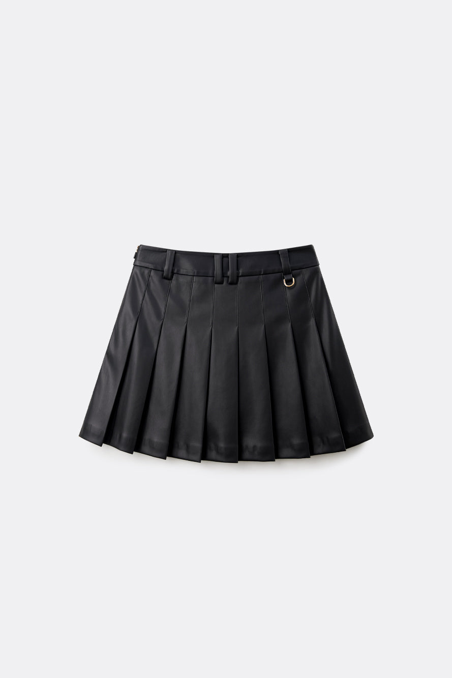 UTAA ベリルクラシカルレザープリーツスカート ブラック : Women's