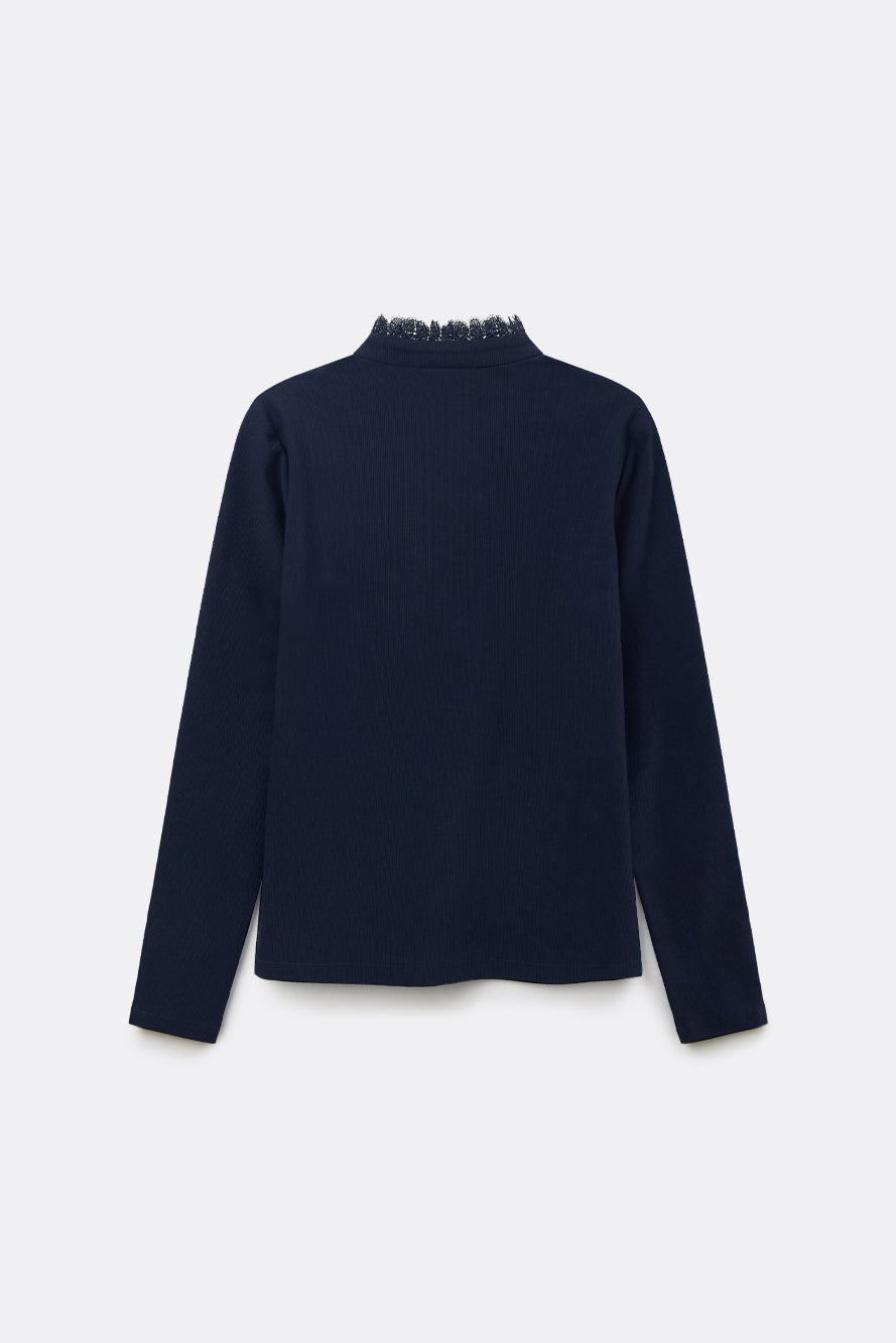 UTAA ノートルフローラルレースモックネックスリーブ ネイビー : Women's