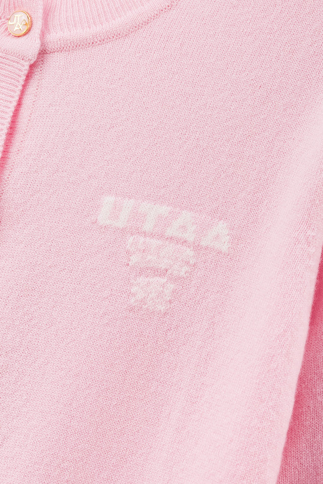 UTAA ローレルシンボルカシミヤブレンドニットカーディガン ライトピンク:レディース