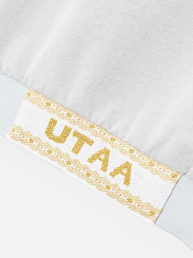 UTAA ギルトスローガンウォッシュドデニムPKスリーブレス ライトグレー:レディース