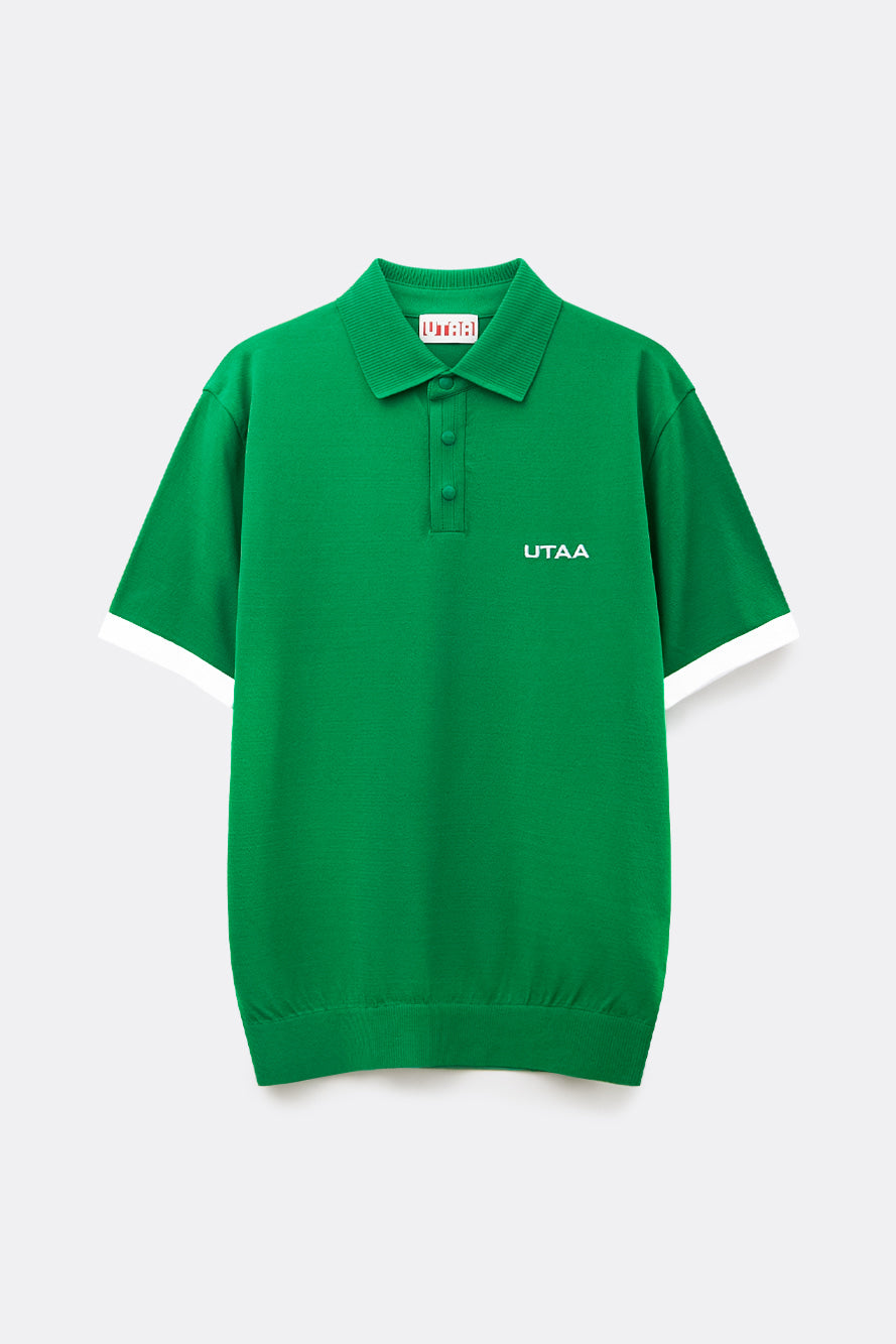 UTAA デイグロウバックメッシュロゴPKニット グリーン:メンズ