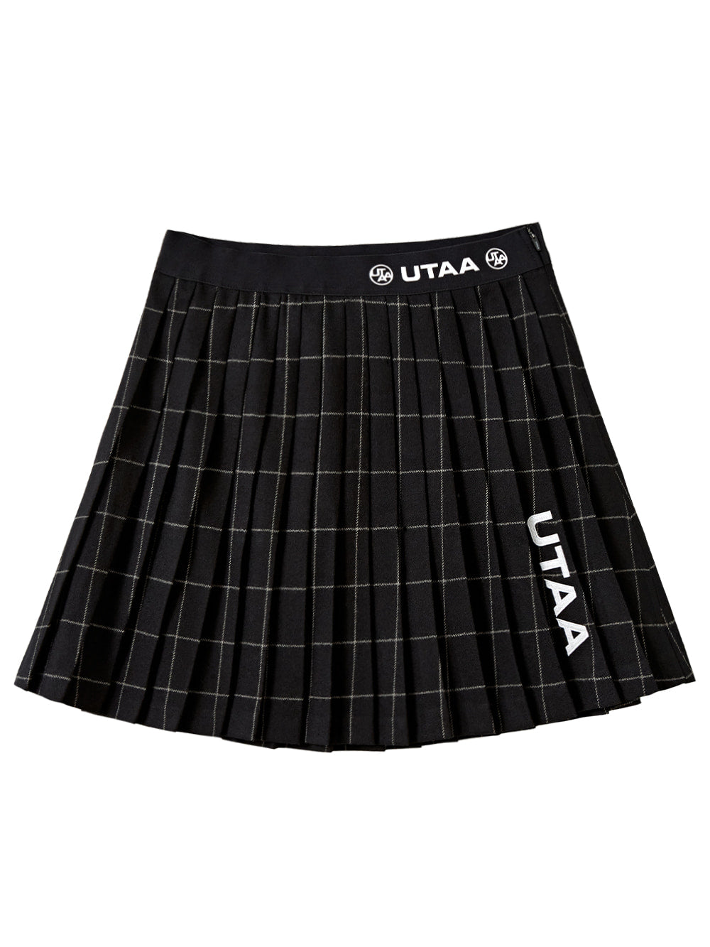 UTAA ウールチェックプリーツスカート ブラック