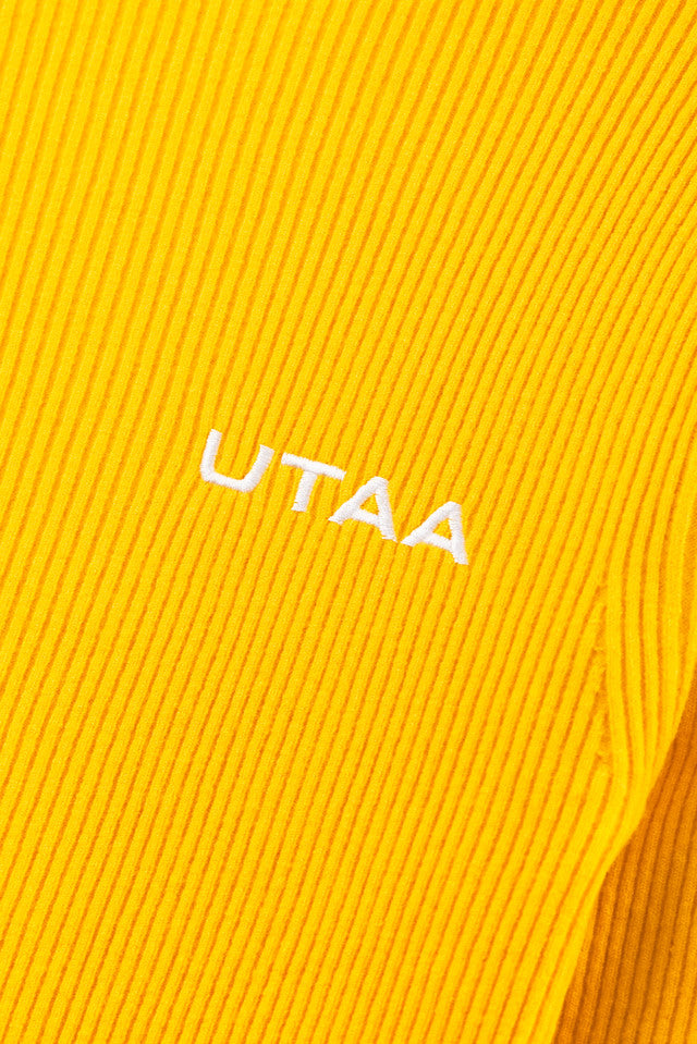 UTAA アンバーカラースリムリブクルーネックニット イエロー:レディース