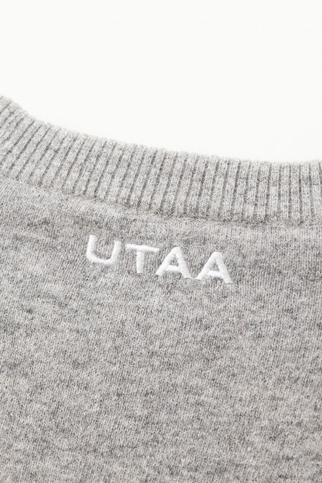 UTAA ロゴスタンプウールブレンデッドニットプルオーバー メランジグレー:レディース