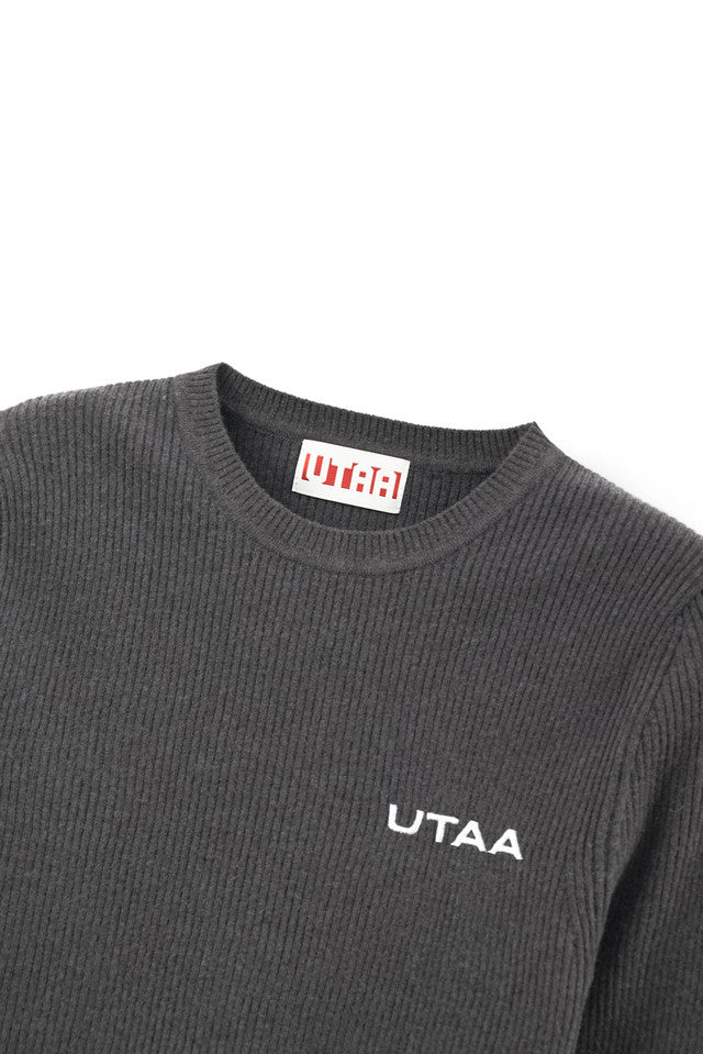 UTAA アンバーカラースリムリブクルーネックニット クールグレー:レディース