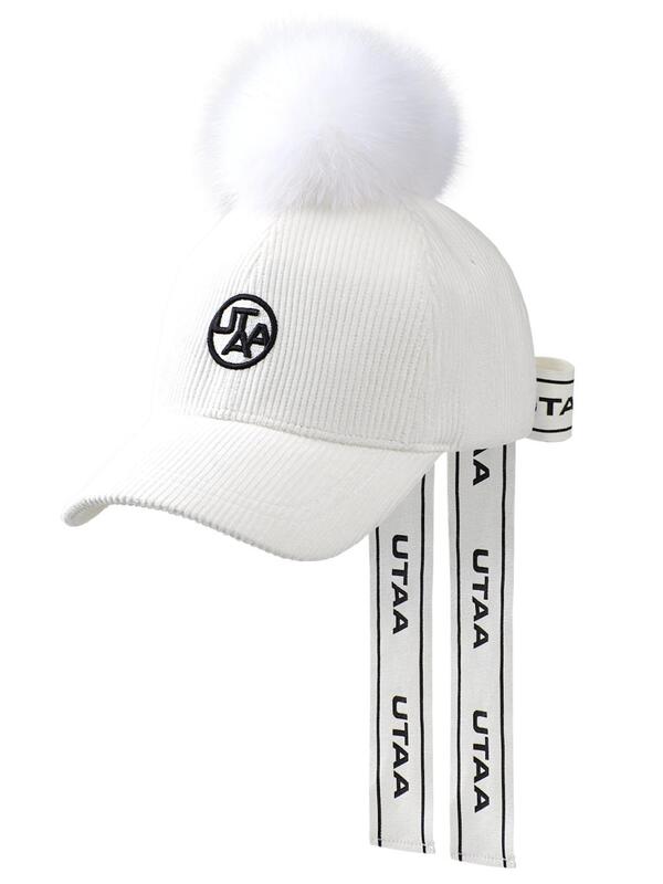 ユタ コーデュロイベルベットファーボールキャップ (女性用)