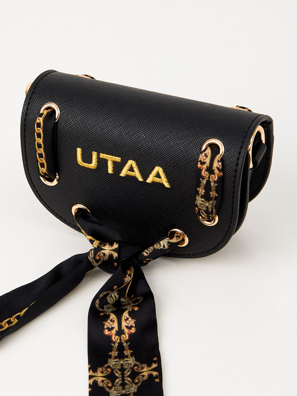 UTAA チェーンバロックスカーフミニツーウェイトートバッグ ブラック