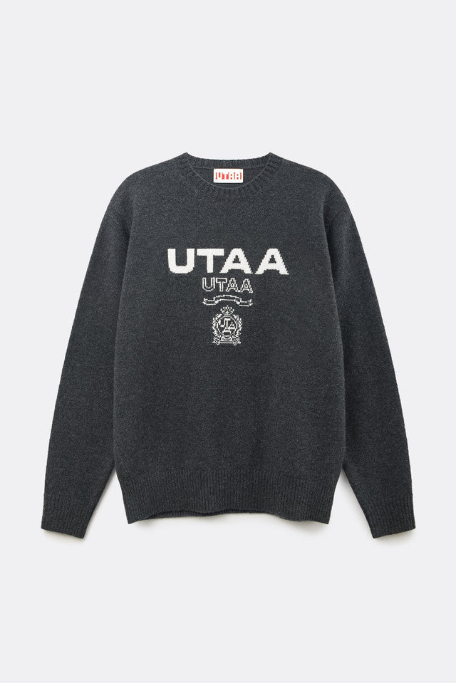 UTAA キングダムロゴウールブレンデッドニットプルオーバー クールグレー:メンズ