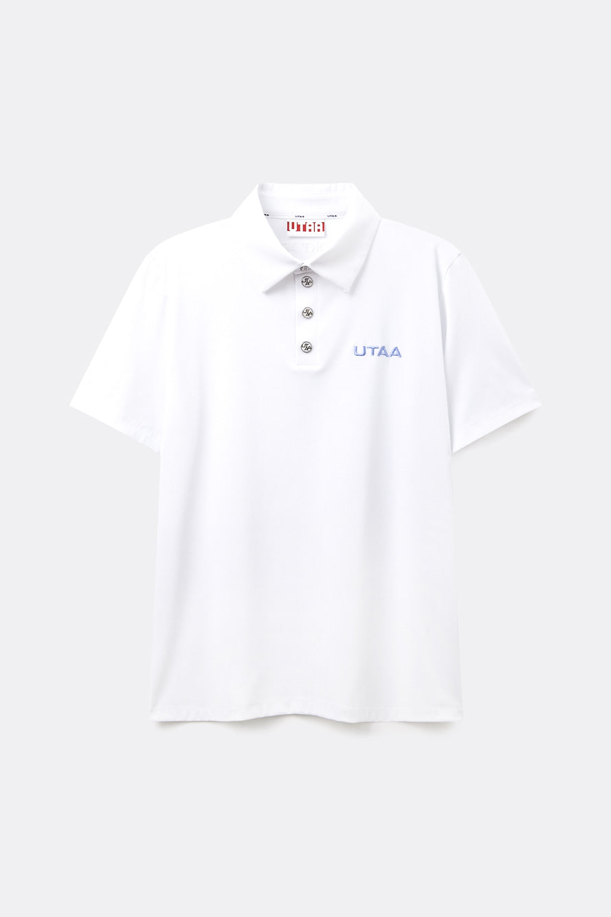 UTAA タイポカラーロゴPKシャツ ホワイト:メンズ