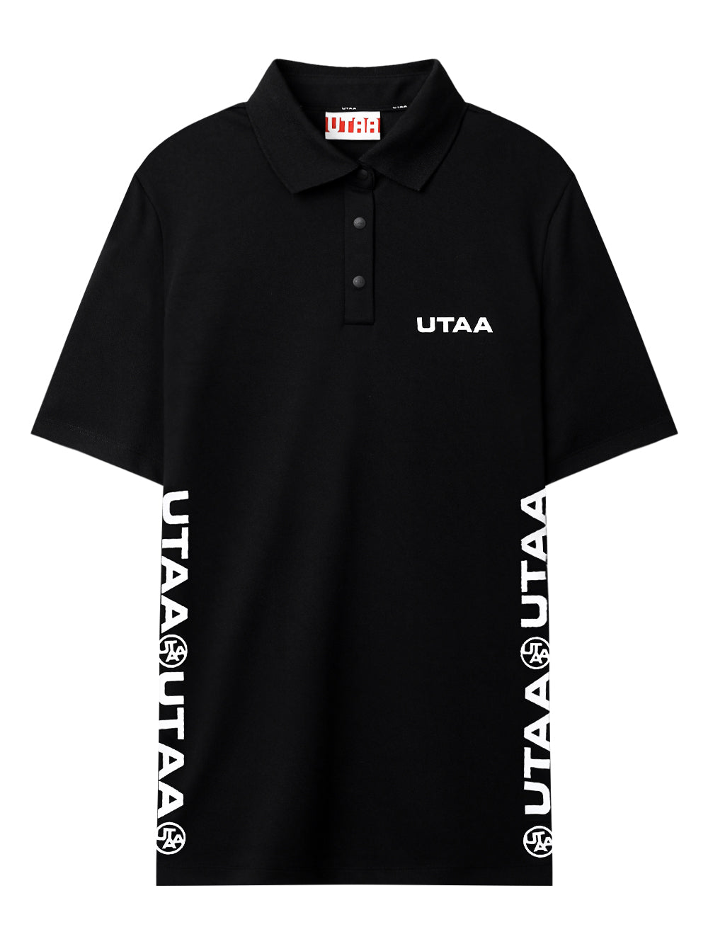 UTAA ダイアゴナルシンボルラインPK Tシャツ ブラック:メンズ