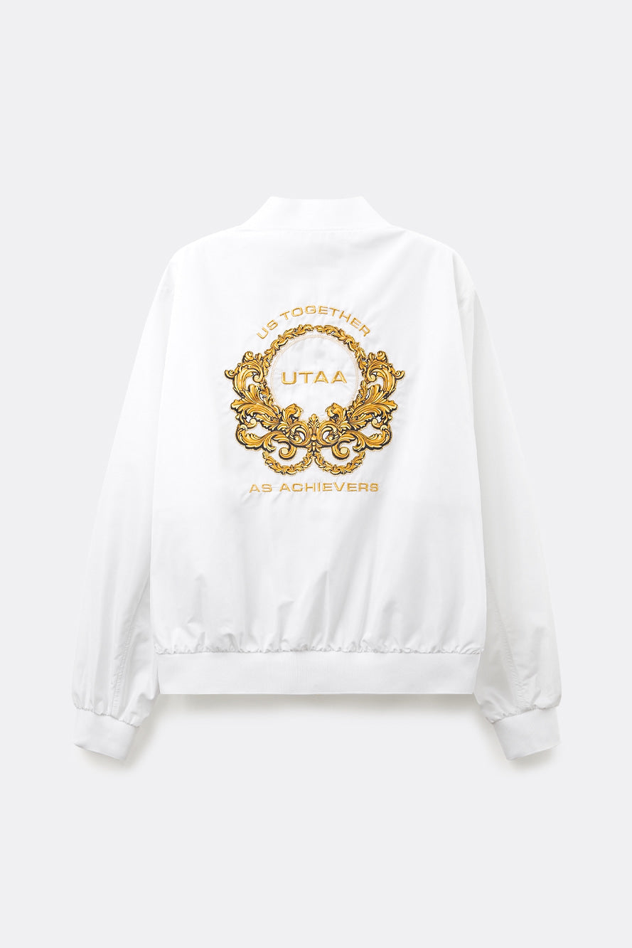 UTAA クレストゴールデンエンブレムウインドブレーカージャンパー ホワイト:メンズ