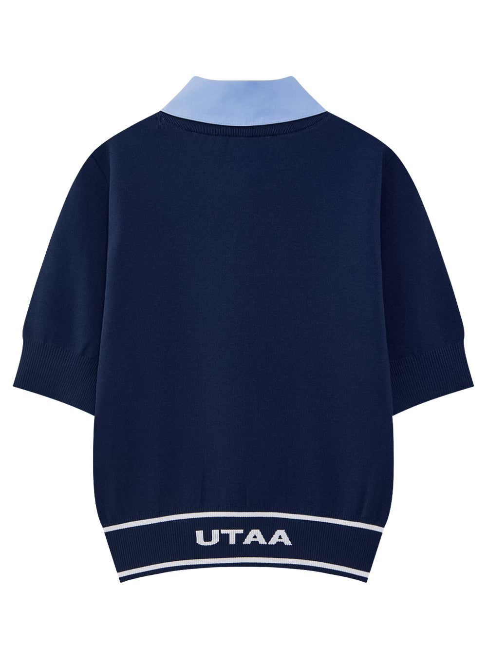 UTAA フォルテカラーレイヤードニットプルオーバー ネイビー:レディース