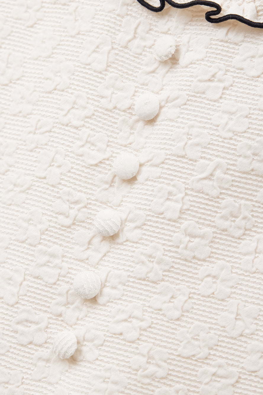 UTAA ブルームフローラルレースラッフルタートルネックシャツ ベージュ : Women's