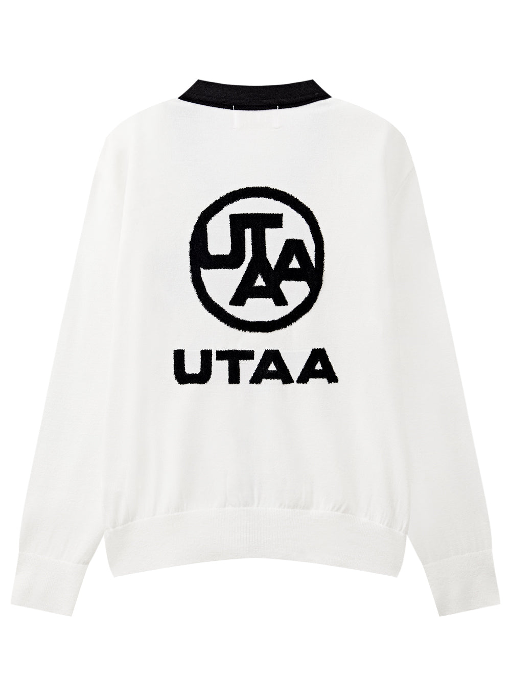UTAA モノビッグエンブレムニートカーディガン ホワイト:メンズ