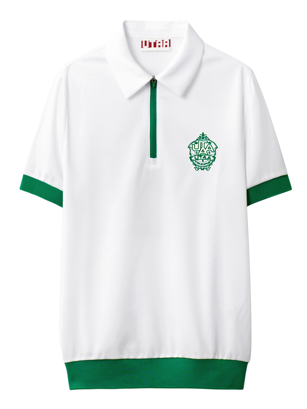 UTAA イージスエンブレムハーフジップアップTシャツ ホワイト