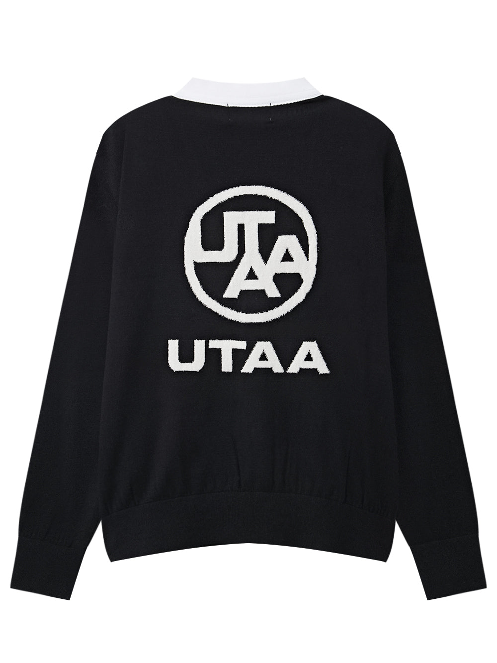 UTAA モノビッグエンブレムニートカーディガン ブラック：メンズ