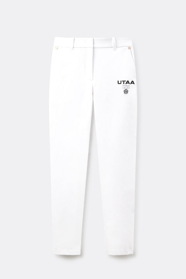 UTAA ローレルシンボルゴールデンボタンパンツ ホワイト：レディース