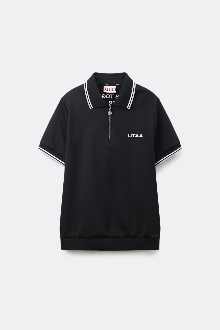 UTAA グレイッシュデュアルラインPK Tシャツ ブラック：レディース