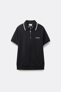 UTAA グレイッシュデュアルラインPK Tシャツ ブラック：レディース