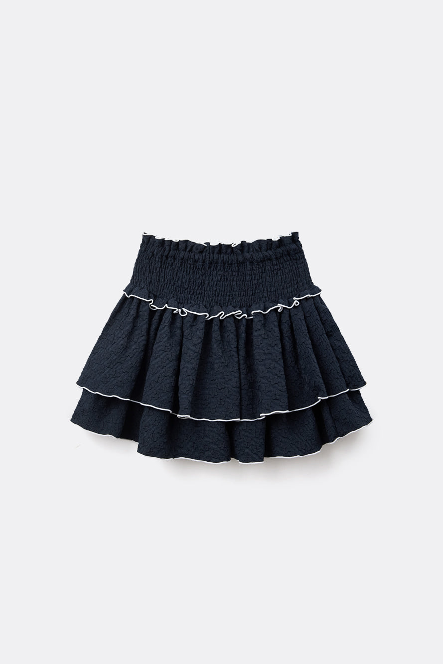 UTAA ブルームフローラルレースラッフルスカート ネイビー