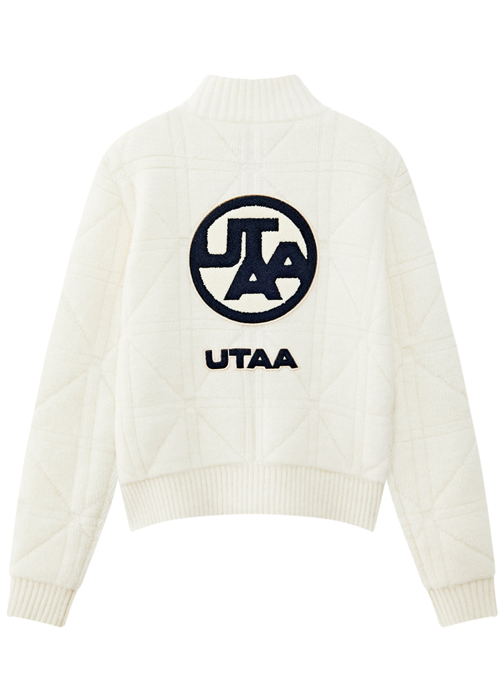 UTAA キルティングステッチニットジップアップジャンパー アイボリー：レディース