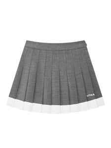 UTAA モノロゴ クラシックプリーツスカート メランジグレー
