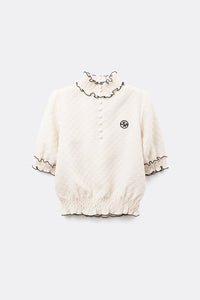 UTAA ブルームフローラルレースラッフルタートルネックシャツ ベージュ : Women's