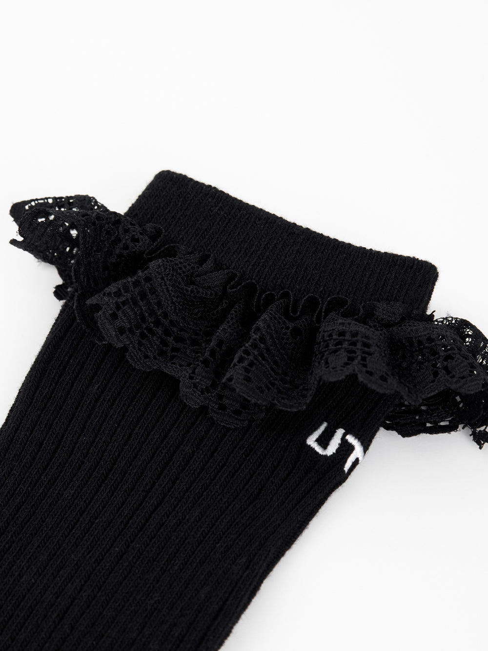 UTAA パンチングレースロゴニーソックス ブラック : Women's