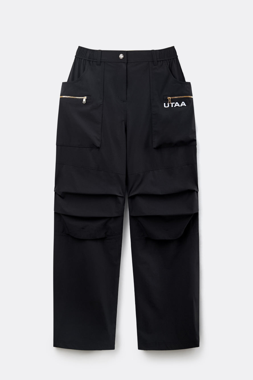 UTAA ユーティリティワイドカーゴパンツ ブラック：レディース