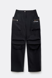 UTAA ユーティリティワイドカーゴパンツ ブラック：レディース