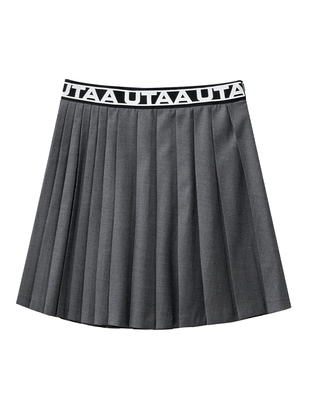UTAA ロゴトラックバンディングロングプリーツスカート チャコールグレー