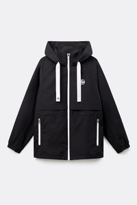 UTAA カラーシンボルフーディレインコート ブラック：レディース