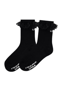 UTAA パンチングレースロゴソックス ブラック : Women's