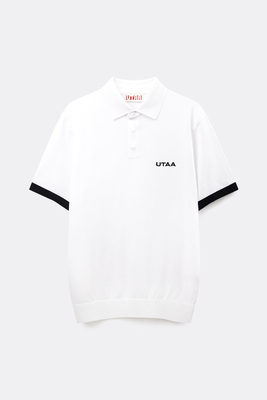 UTAA デイグロウバックメッシュロゴPKニット ホワイト：メンズ