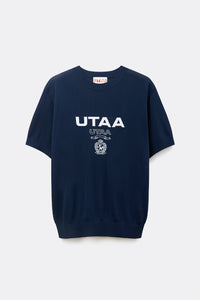 UTAA ローラルシンボルエンブレムカラーニット ネイビー：メンズ