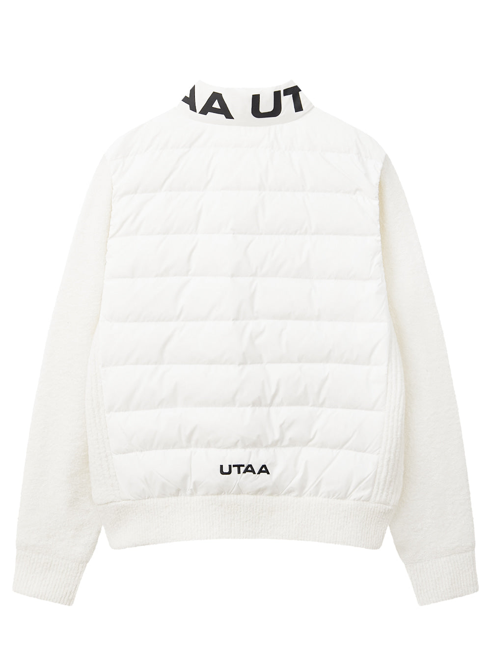UTAA モノタイポニットミックスハーフジップアップダウンジャンパー ホワイト：レディース