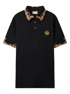 UTAA ゴールドストリングバロックPK Tシャツ ブラック：メンズ