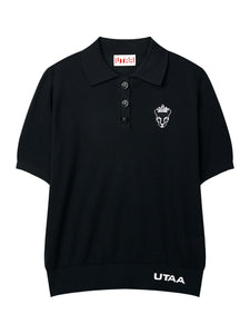 UTAA クラウンパンサーワッペンクラシカルPKニット ブラック：メンズ