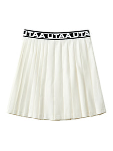 UTAA ロゴトラックバンディングロングプリーツスカート ホワイト