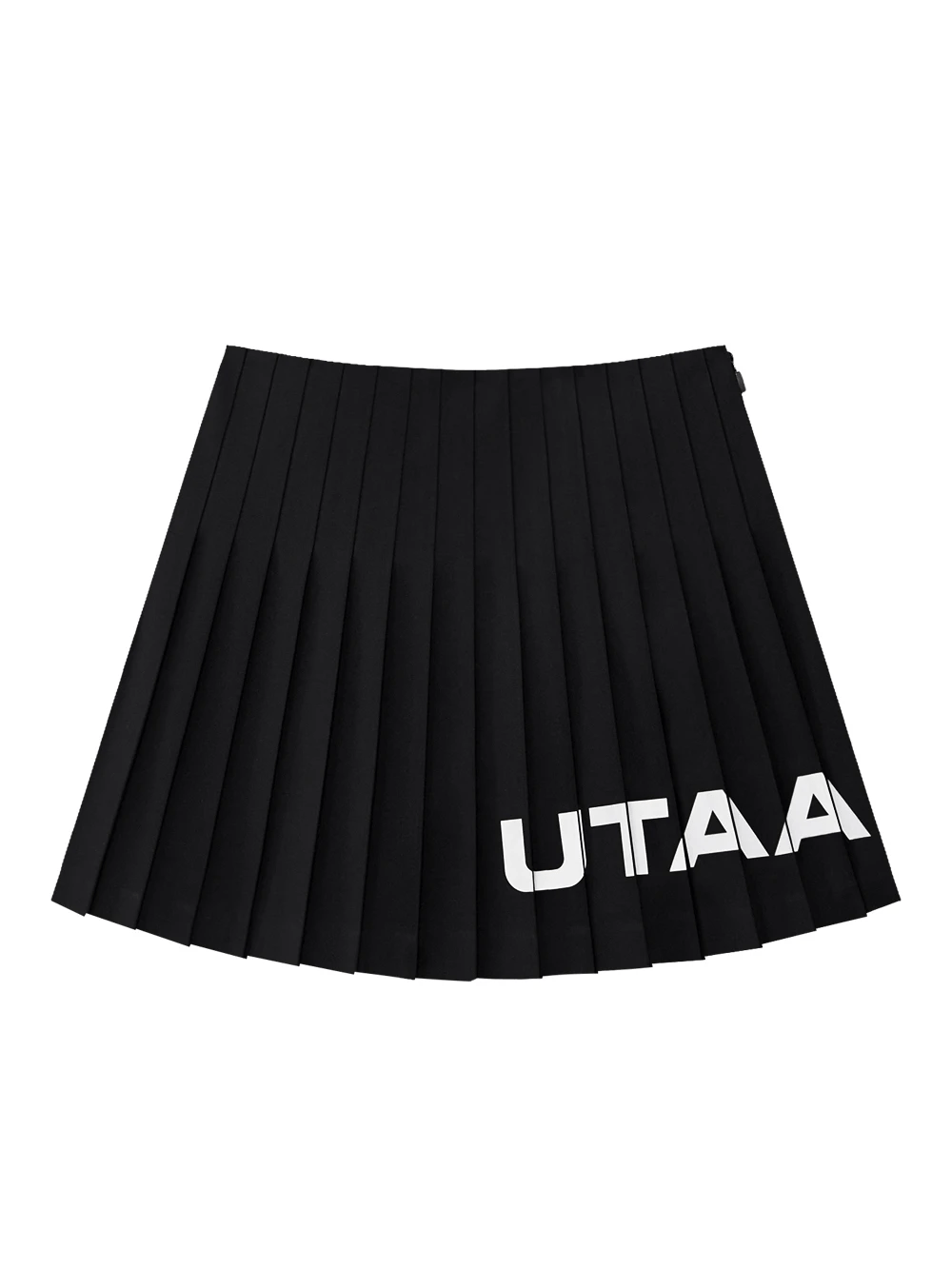 UTAA ニットミックスストレッチロゴプリーツスカート ブラック