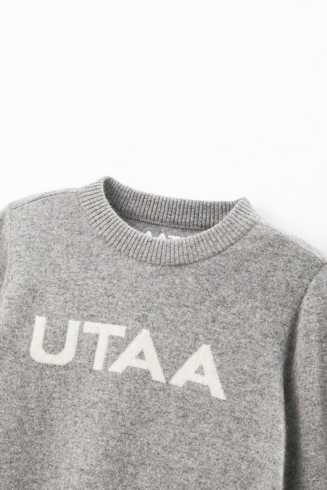 UTAA ロゴスタンプウールブレンデッドニットプルオーバー メランジグレー：レディース
