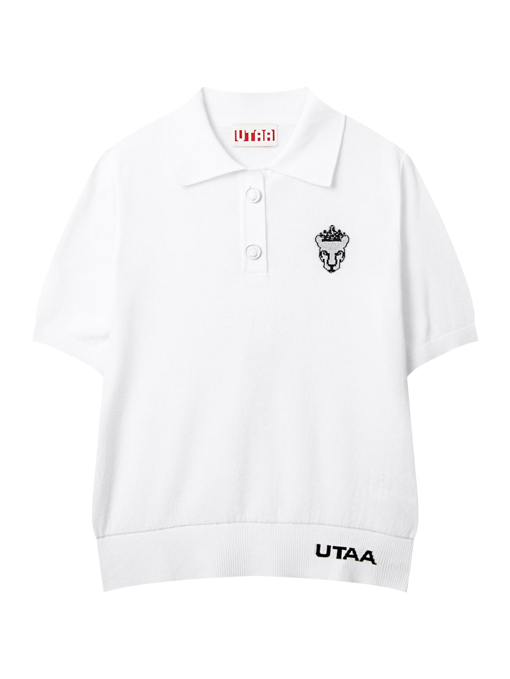 UTAA クラウンパンサーワッペンクラシカルPKニット ホワイト：レディース