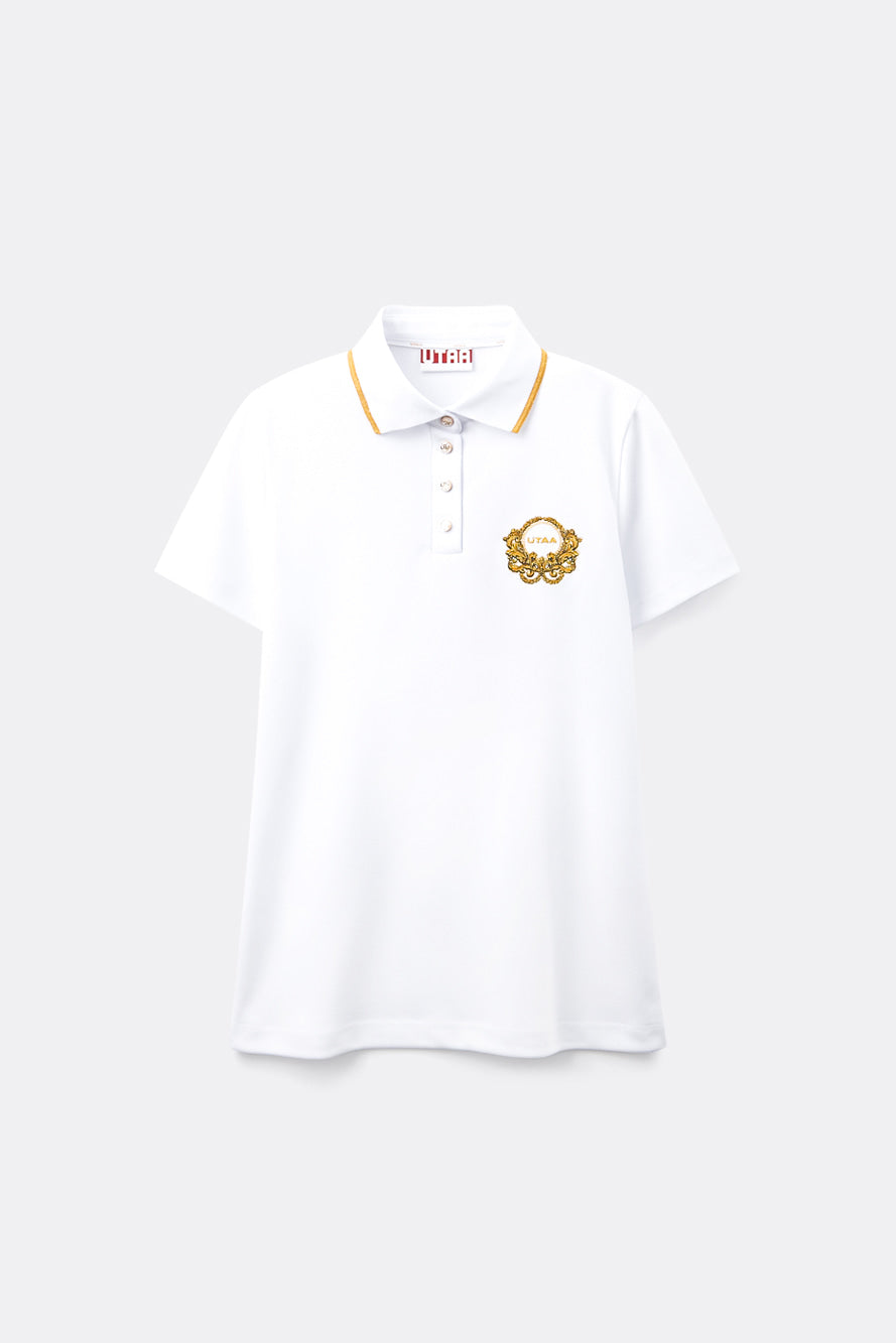 UTAA クレストゴールデンエンブレムPK Tシャツ ホワイト：レディース