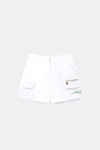 UTAA プリズムゴールデンパンサーアウトポケットショートパンツ ホワイト：レディース