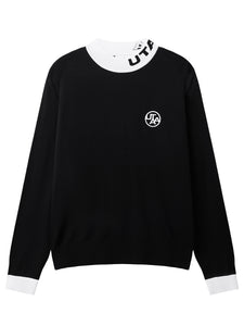 UTAA ロゴラウンドタートルネックニット ブラック：メンズ
