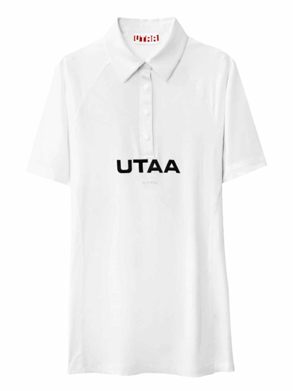 UTAA リフレクテッドロゴメッシュラグランポロTシャツ ホワイト：レディース