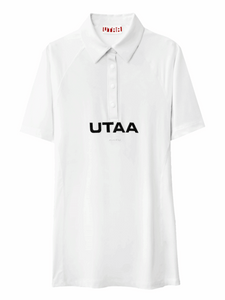 UTAA リフレクテッドロゴメッシュラグランポロTシャツ ホワイト：レディース