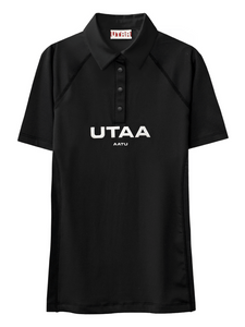 UTAA リフレクテッドロゴメッシュラグランポロTシャツ ブラック：メンズ