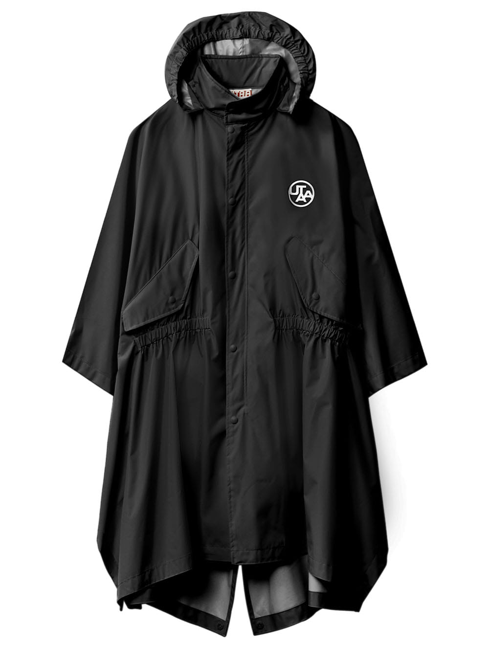 UTAA シンボルベーシックポンチョレインコート ブラック：レディース