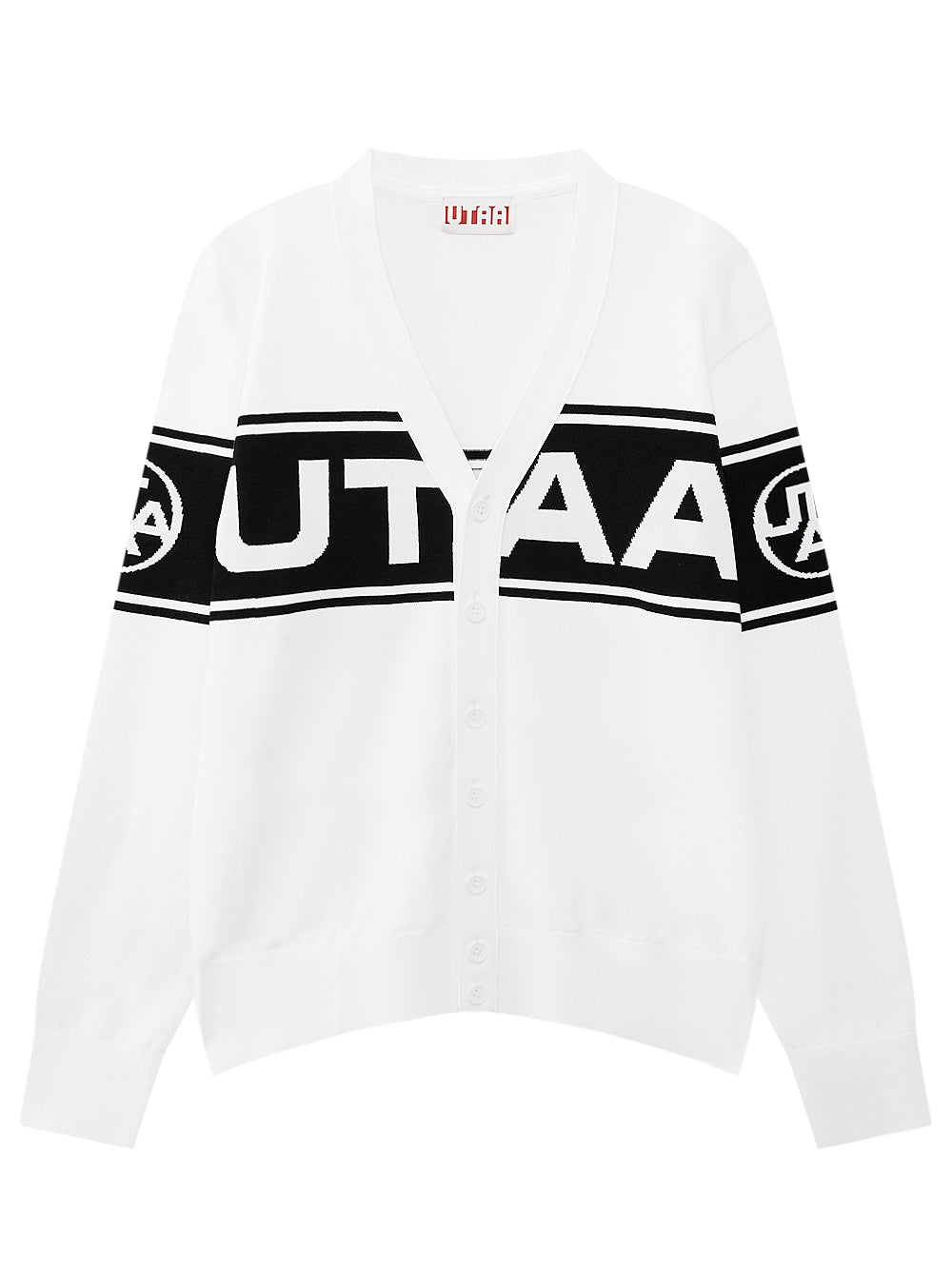 UTAA モノローグロゴニットカーディガン ホワイト：メンズ